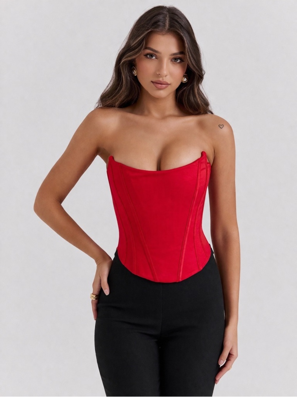 House of CB Genevieve Scarlet Satin Lace Back Corset S Coquette